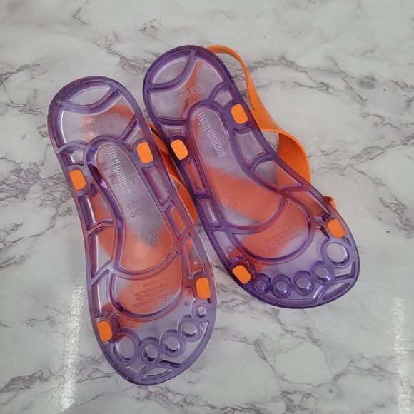 Mini Melissa Friendly Jelly Sandals Orange & Lilac Purple Girls Size 4 - Picture 7 of 8